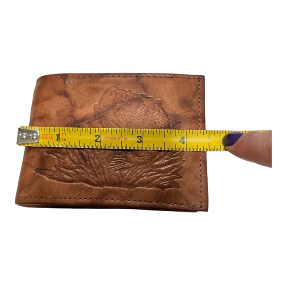 Vintage Amity ID Leather Bass Fish Mens Billfold Wallet - New Old Stock - Picture 9 of 9